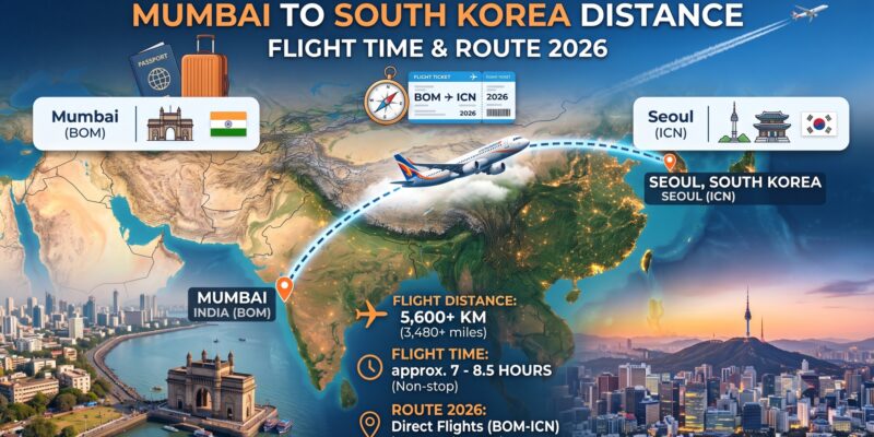 Mumbai to South Korea Distance: Flight Time & Route 2026